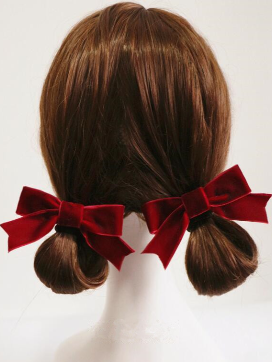 Girls Retro Velvet Bow Hair Clips (Pack of 2) – Mia Belle Girls