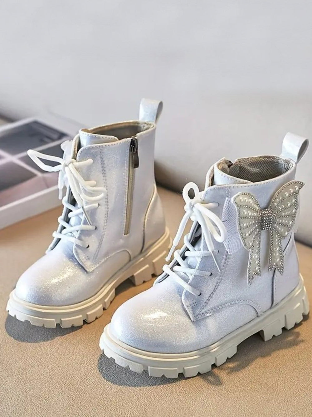 Mia Belle Girls Lace-Up Glitter Boots | Shoes By Liv & Mia