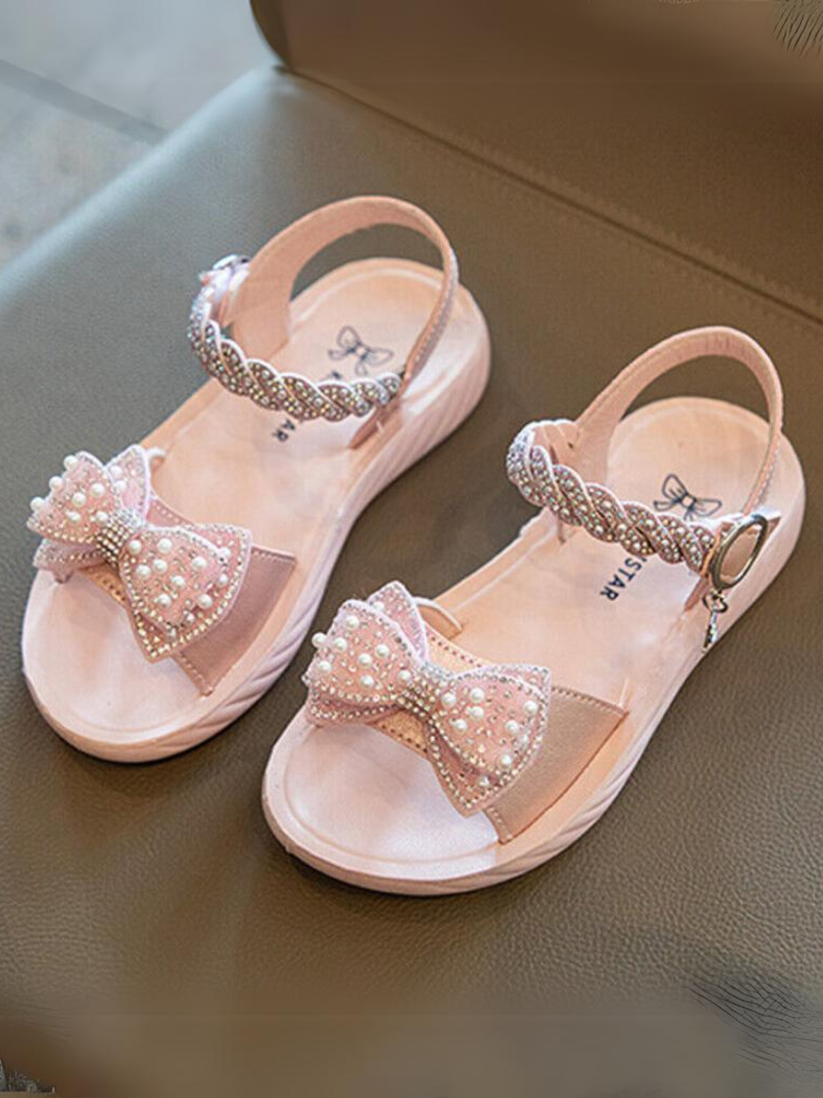 Mia Belle Girls Pearl Bow Sandals | Shoes By Liv And Mia