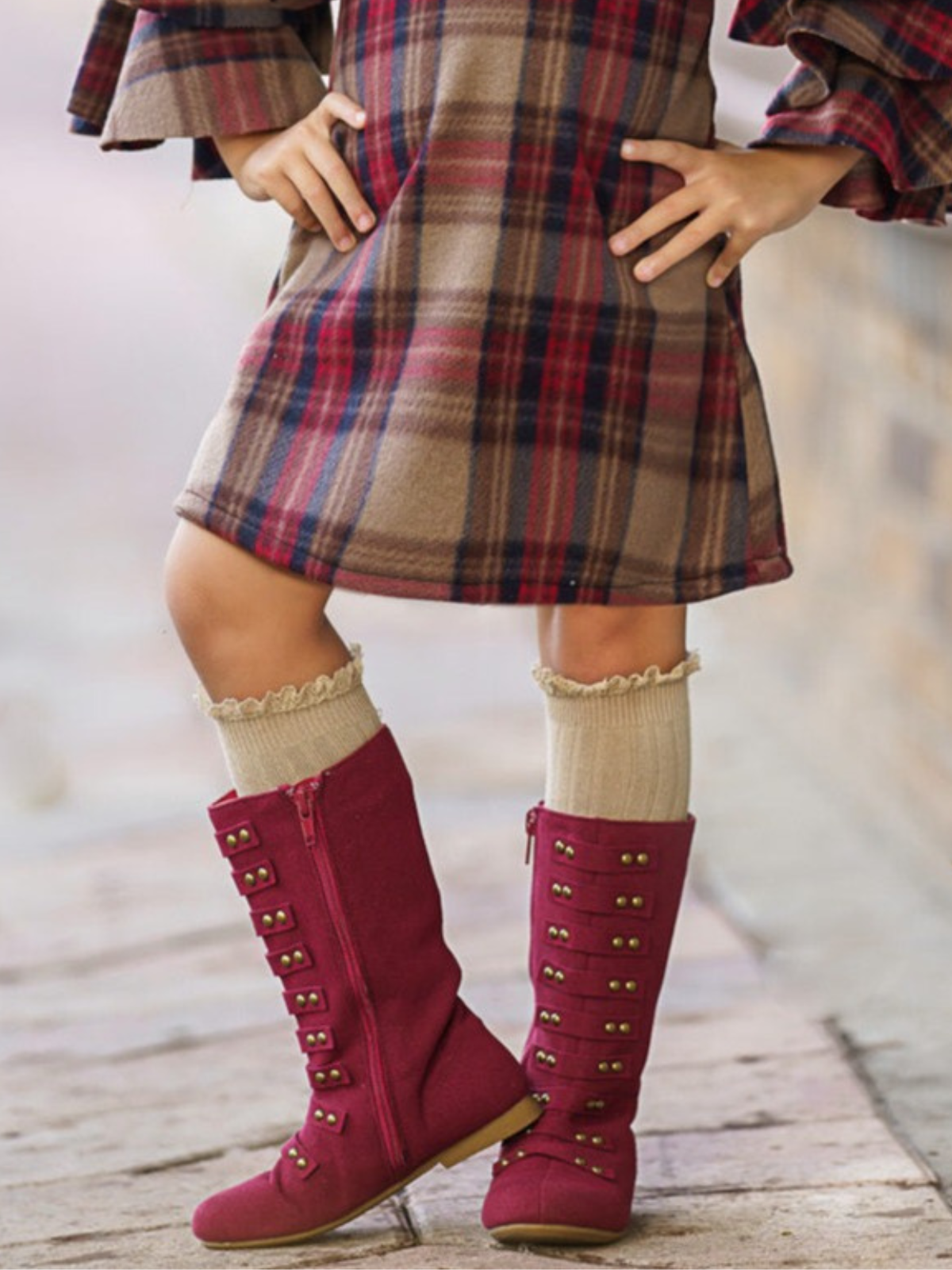 Mia Belle Girls Red Military Style Boots | Shoes By Liv and Mia