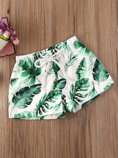 Tropical Print Boys Swim Trunk | Mia Belle Girls Swimwear