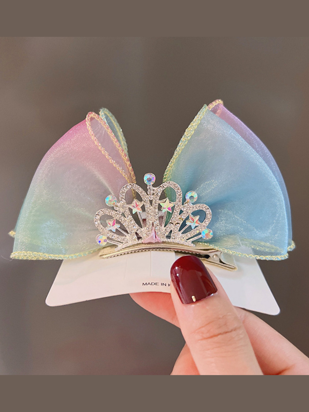 Girls Hair Accessories | Shining Star Pastel Rainbow Crown Hairclip