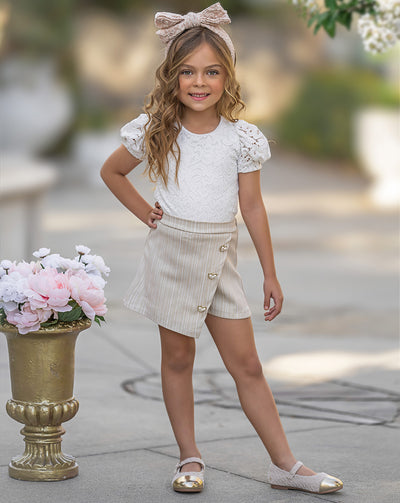 Mia Belle Girls Lace Top And Skort Set | Girls Spring Outfits