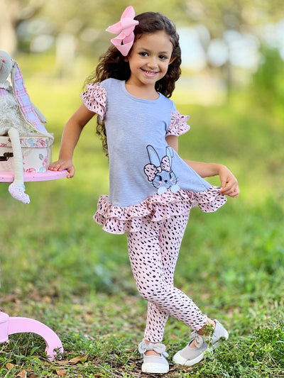 Mia Belle Girls Bunny Polka Dot Legging Set | Girls Easter Sets