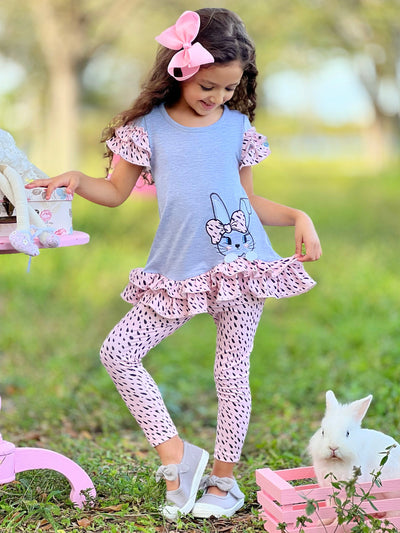 Mia Belle Girls Bunny Polka Dot Legging Set | Girls Easter Sets