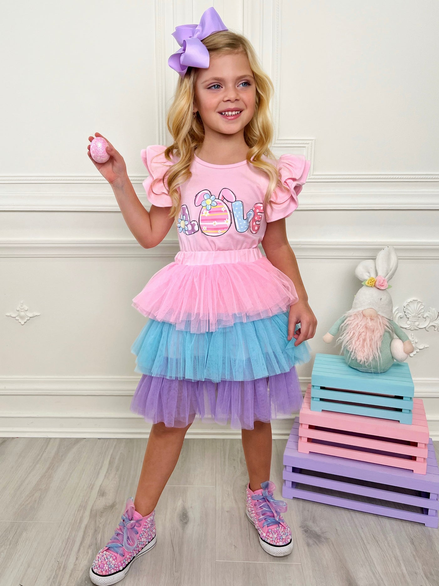 Mia Belle Girls Pastel Tutu Skirt Set | Girls Easter Sets