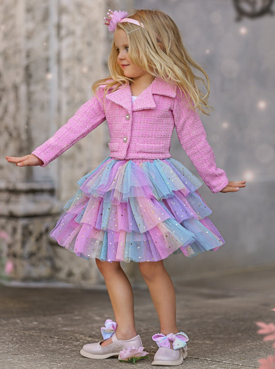 Fairy Flutter Jacket & Rainbow Tutu Skirt Set