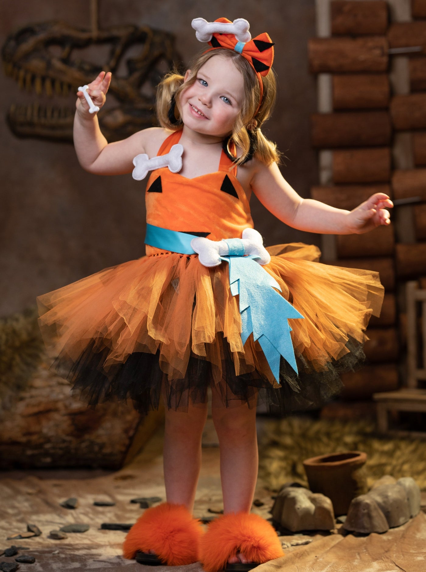 Kids Halloween Costumes | Flintstones Pebbles Dress | Mia Belle Girls