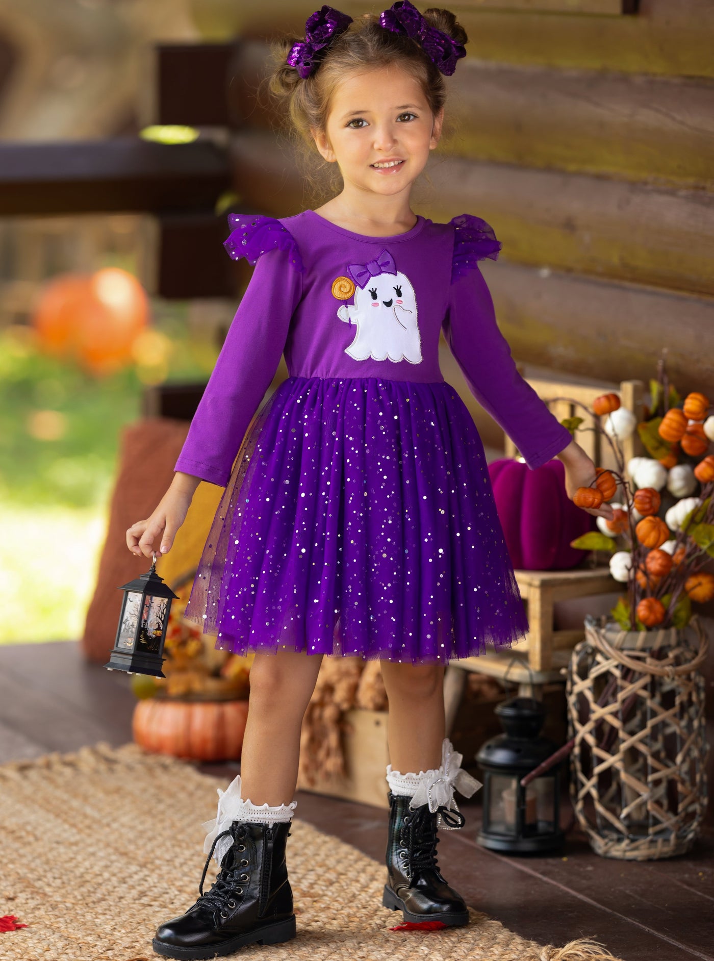 Girls Halloween Apparel | Toddlers Ghost Sequin Sparkle Tutu Dress