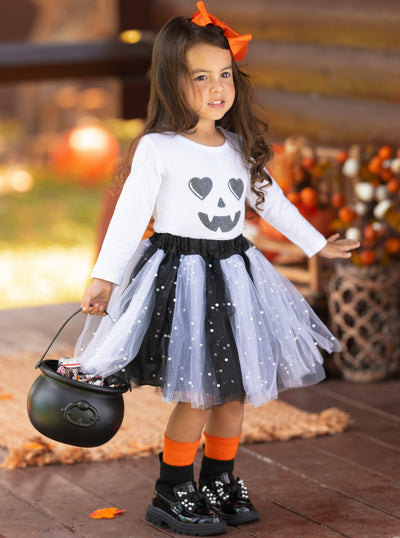 Little Girls Halloween Apparel Top & Tutu Skirt Set - Mia Belle Girls