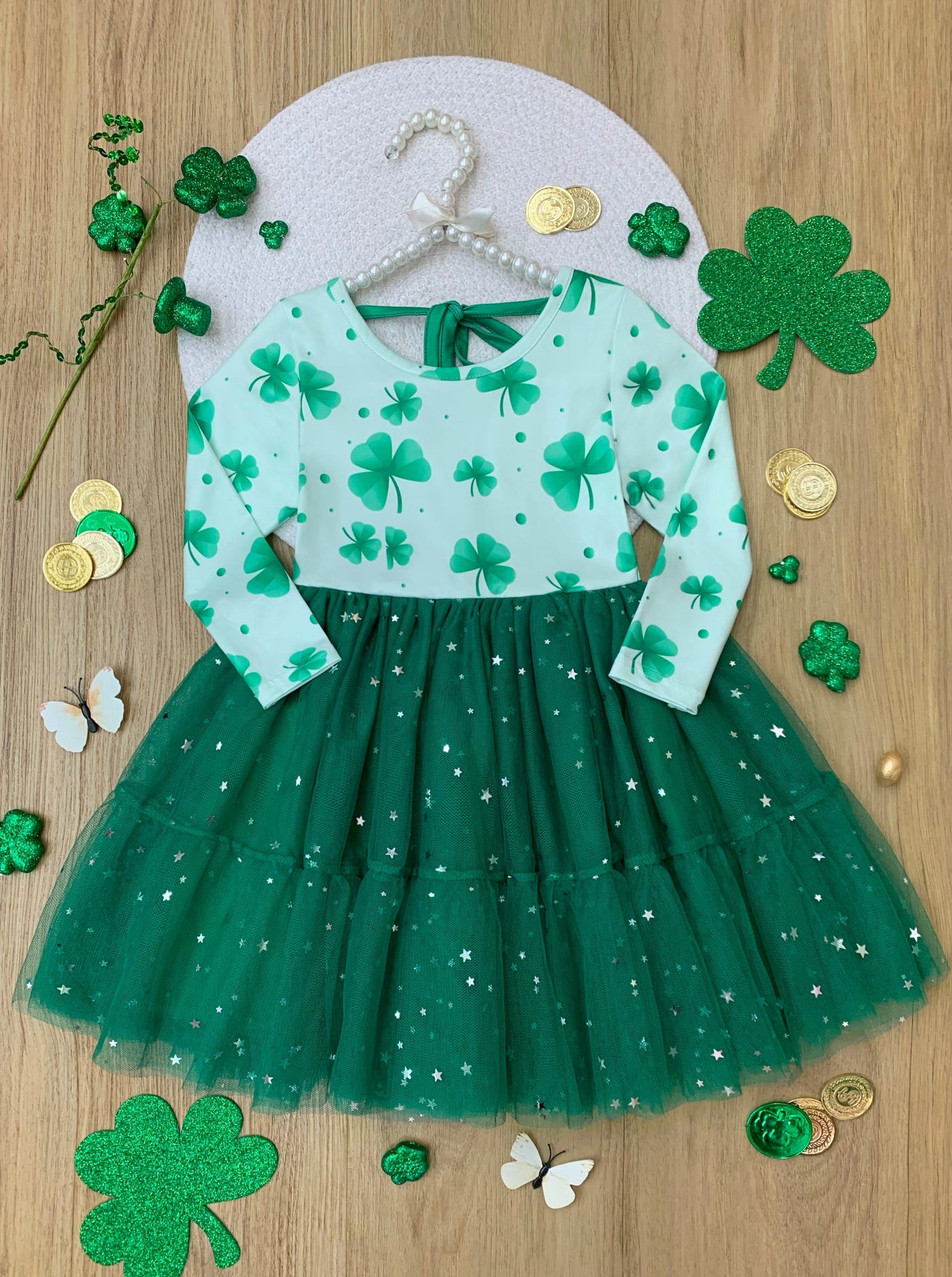 Mia Belle Girls Clover Tutu Dress | Girls St. Patrick's Day Dresses