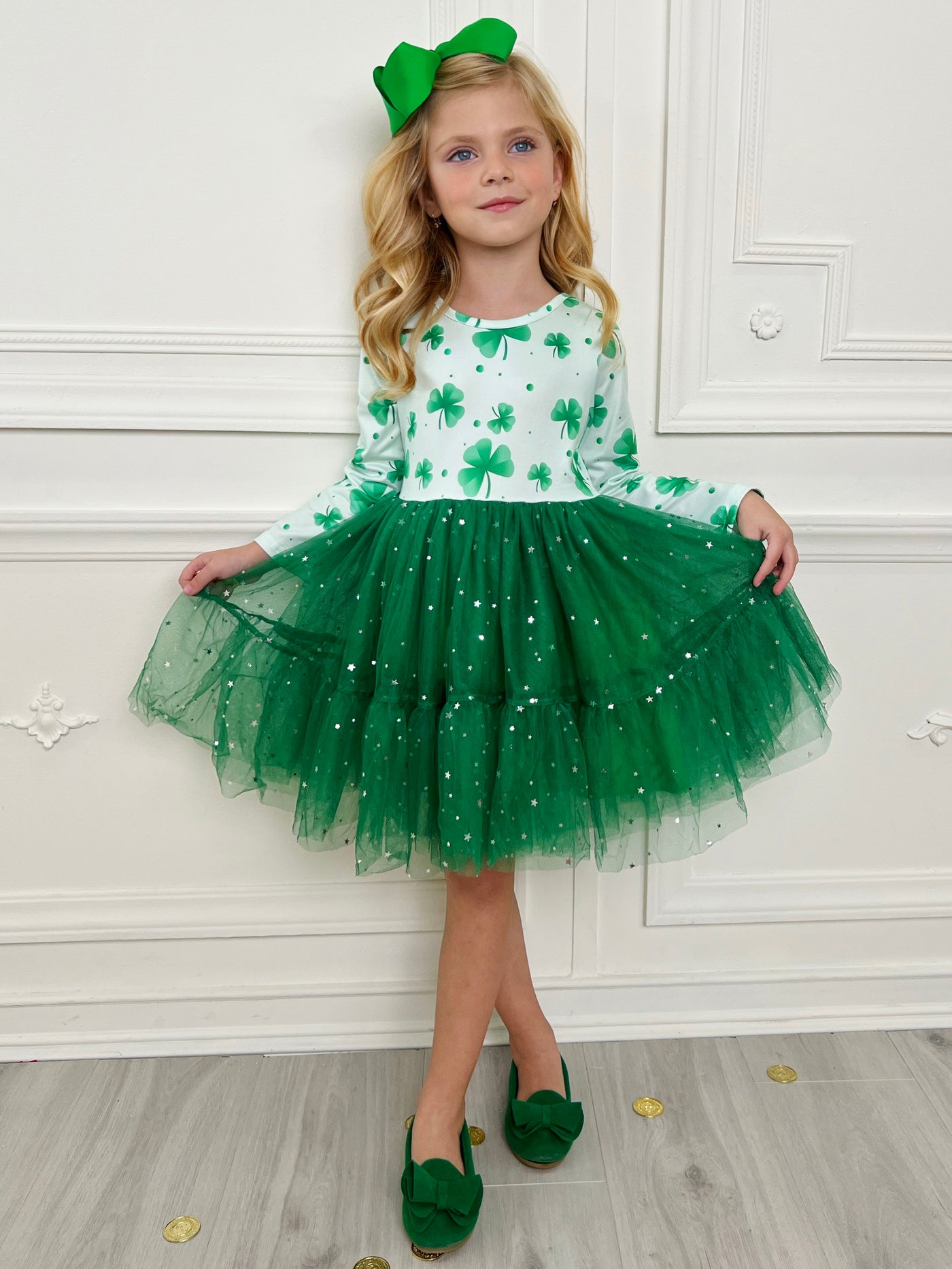 Mia Belle Girls Clover Tutu Dress | Girls St. Patrick's Day Dresses