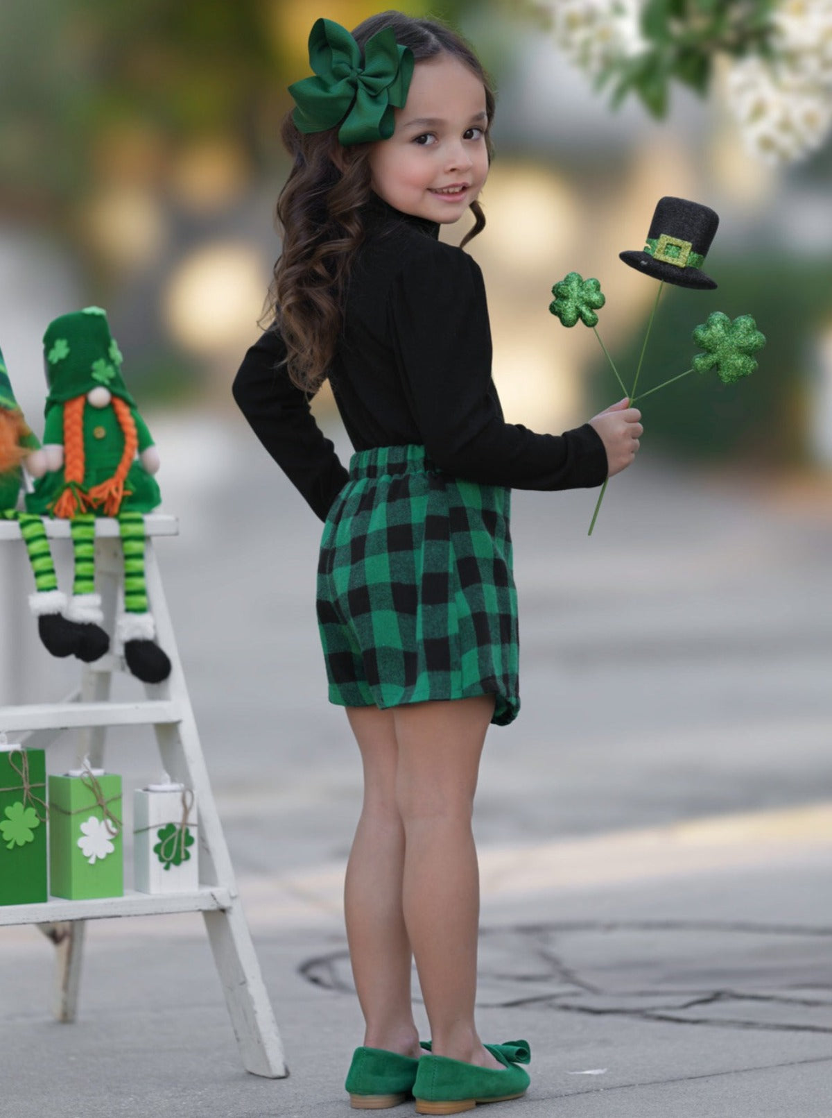 Mia Belle Girls Clover Top And Skort Set | Girls St. Patrick's Day Set
