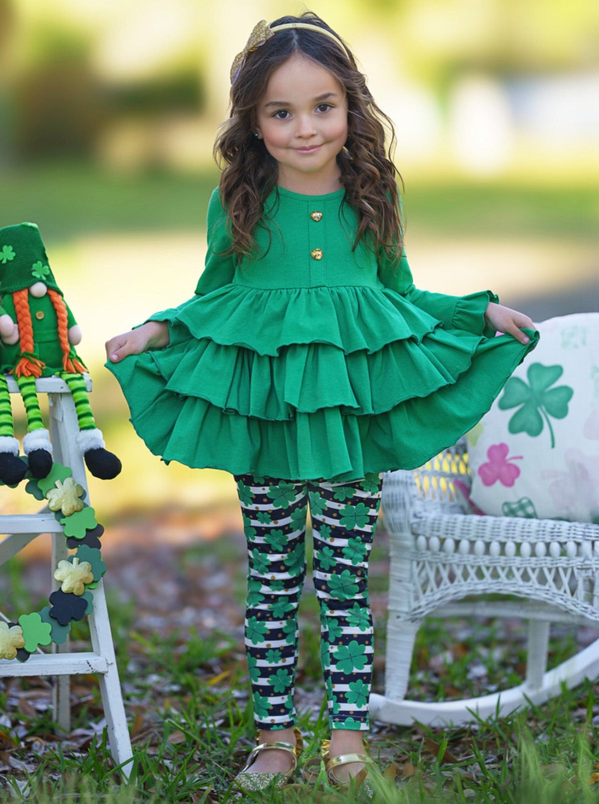 Mia Belle Girls Clover Legging Set | Girls St. Patrick's Day Sets