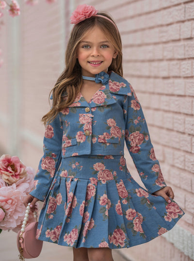 Mia Belle Girls Floral Blazer & Skirt Set | Girls Elevated Casual
