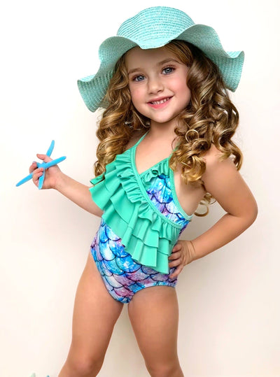 Mia Belle Girls Mermaid Print Swimsuit | Cute Toddler Swimsuits