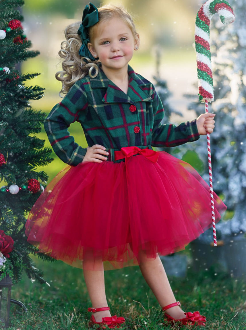 Cute Winter Dressy Outfits Little Girls Plaid Blazer Tutu Dress