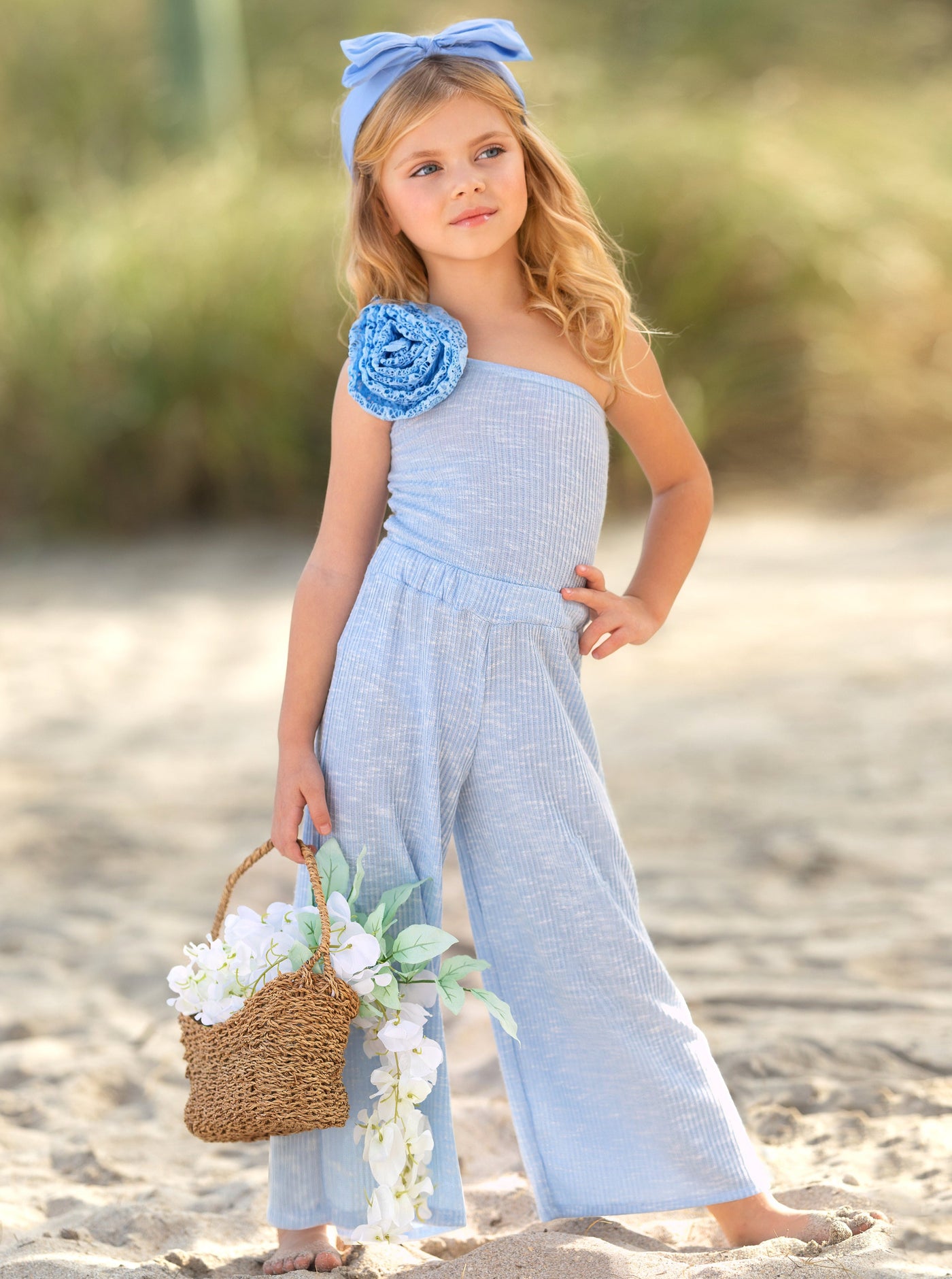 Mia Belle Girls One Shoulder Palazzo Pants Set | Girls Spring Outfits