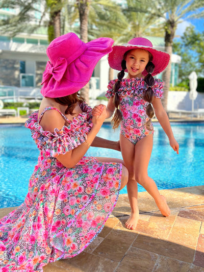 Mia Belle Girls Floral Leopard Print Swim Sarong | Mommy And Me