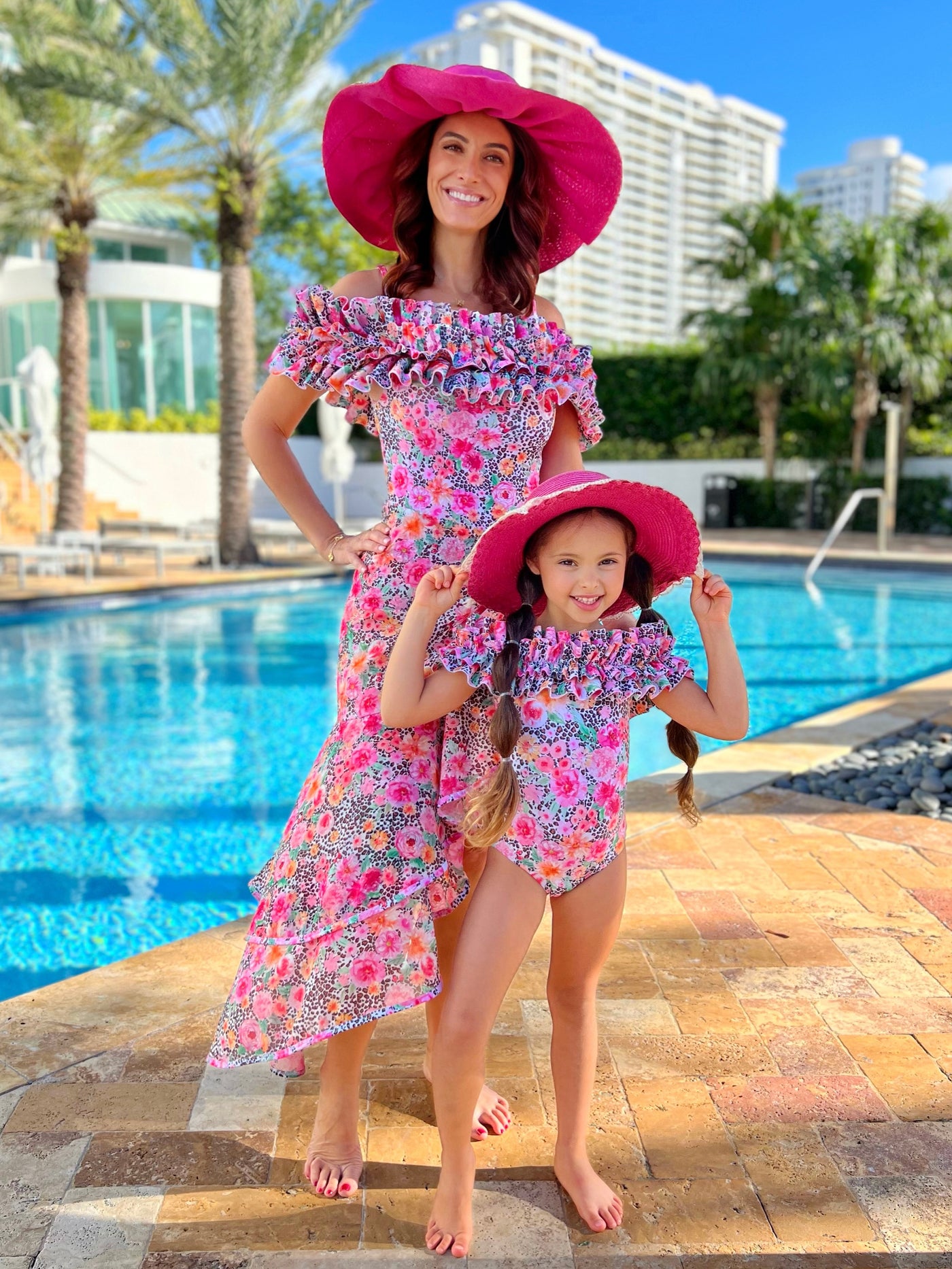 Mia Belle Girls Floral Leopard Print Swim Sarong | Mommy And Me