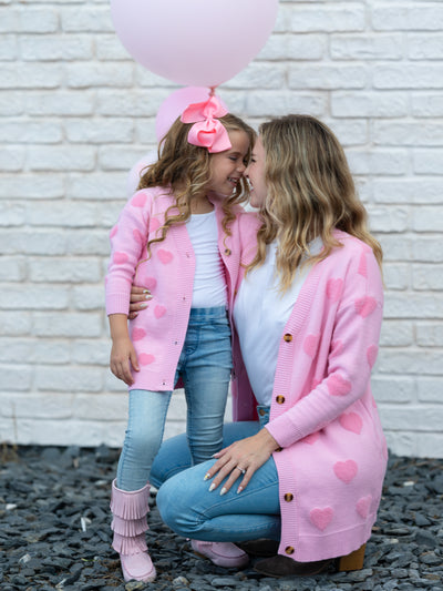 Mommy And Me You Make My Heart Fuzzy Cardigan