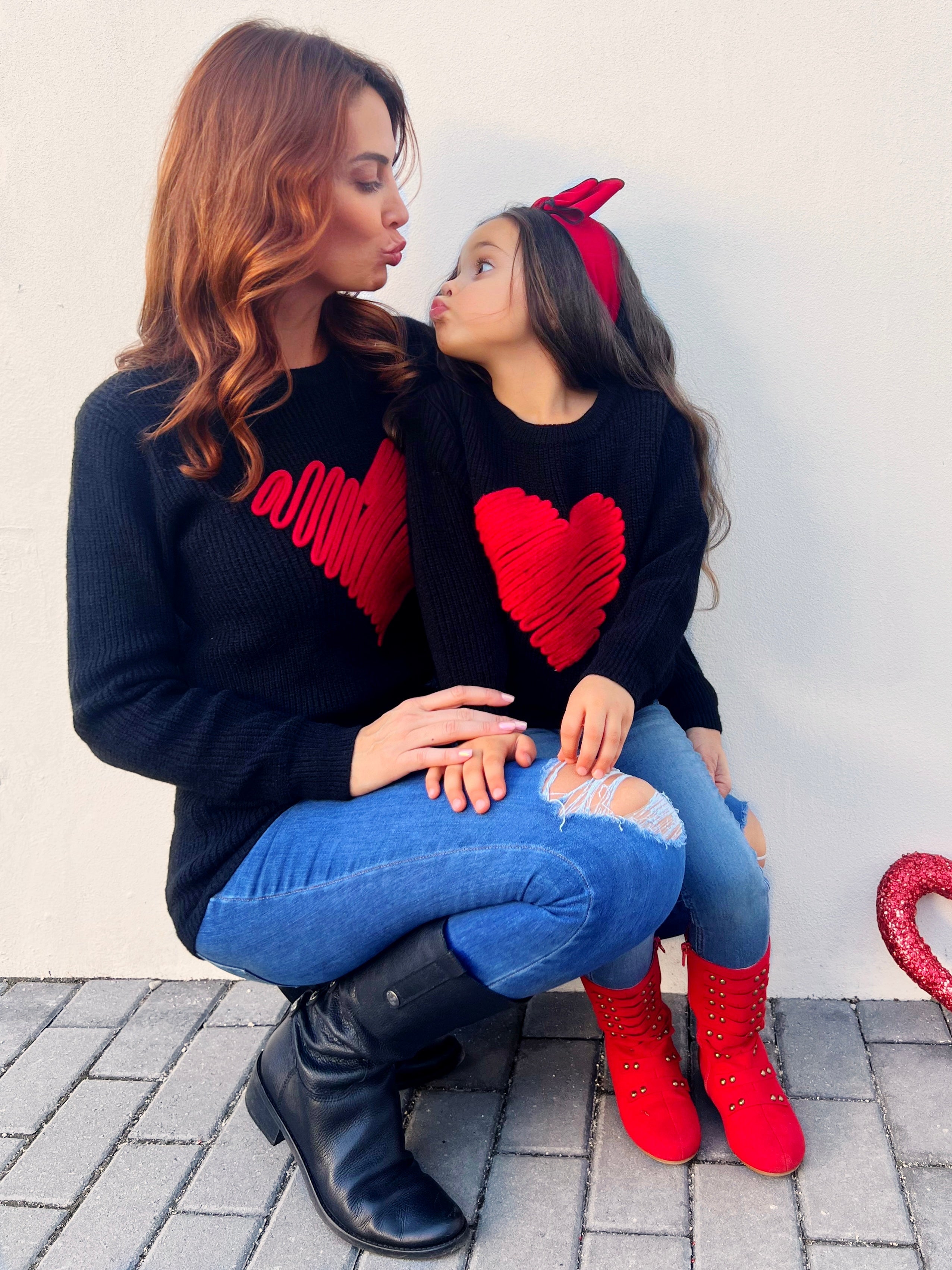 Mia Belle Mommy And Me Red Heart Sweater | Valentine's Top – Mia Belle