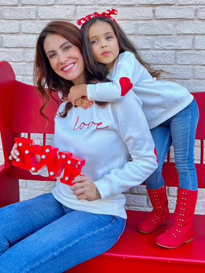 Mia Belle Mommy & Me Heart Elbow Sweater | Valentine's Day Tops