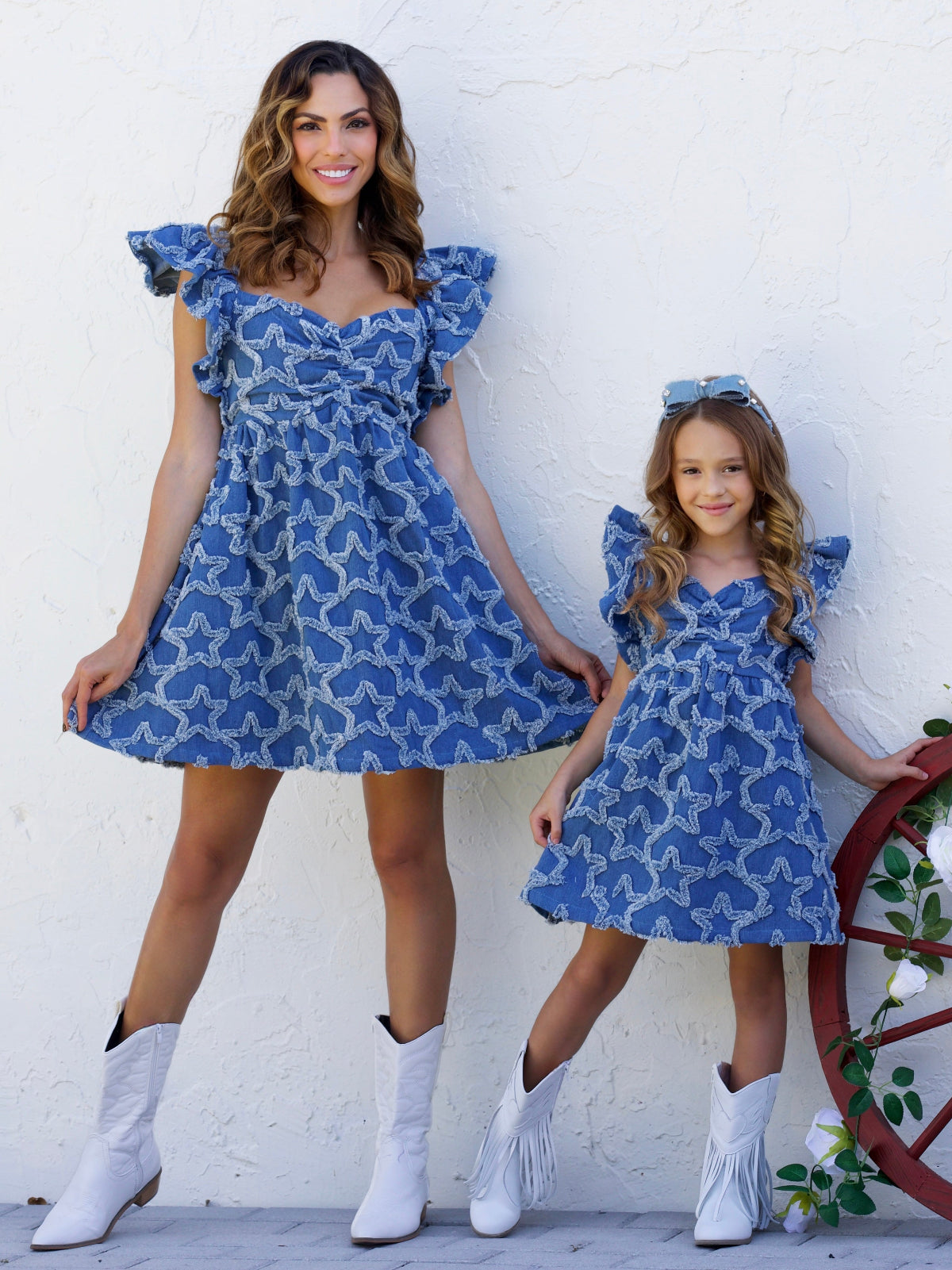 Mommy and Me Star Spangled Denim Dress - Mia Belle Girls