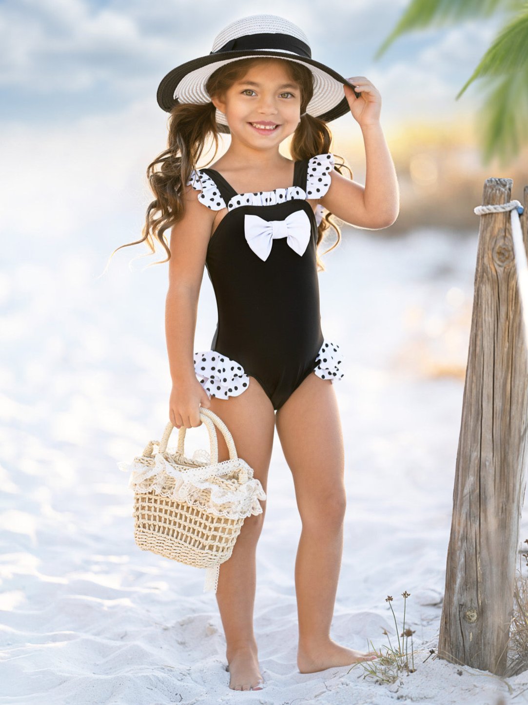 Coastal Charm Polka Dot Bow One Piece Swimsuit