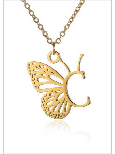 Mia Belle Girls Butterfly Letter Pendant Necklace | Girls Accessories