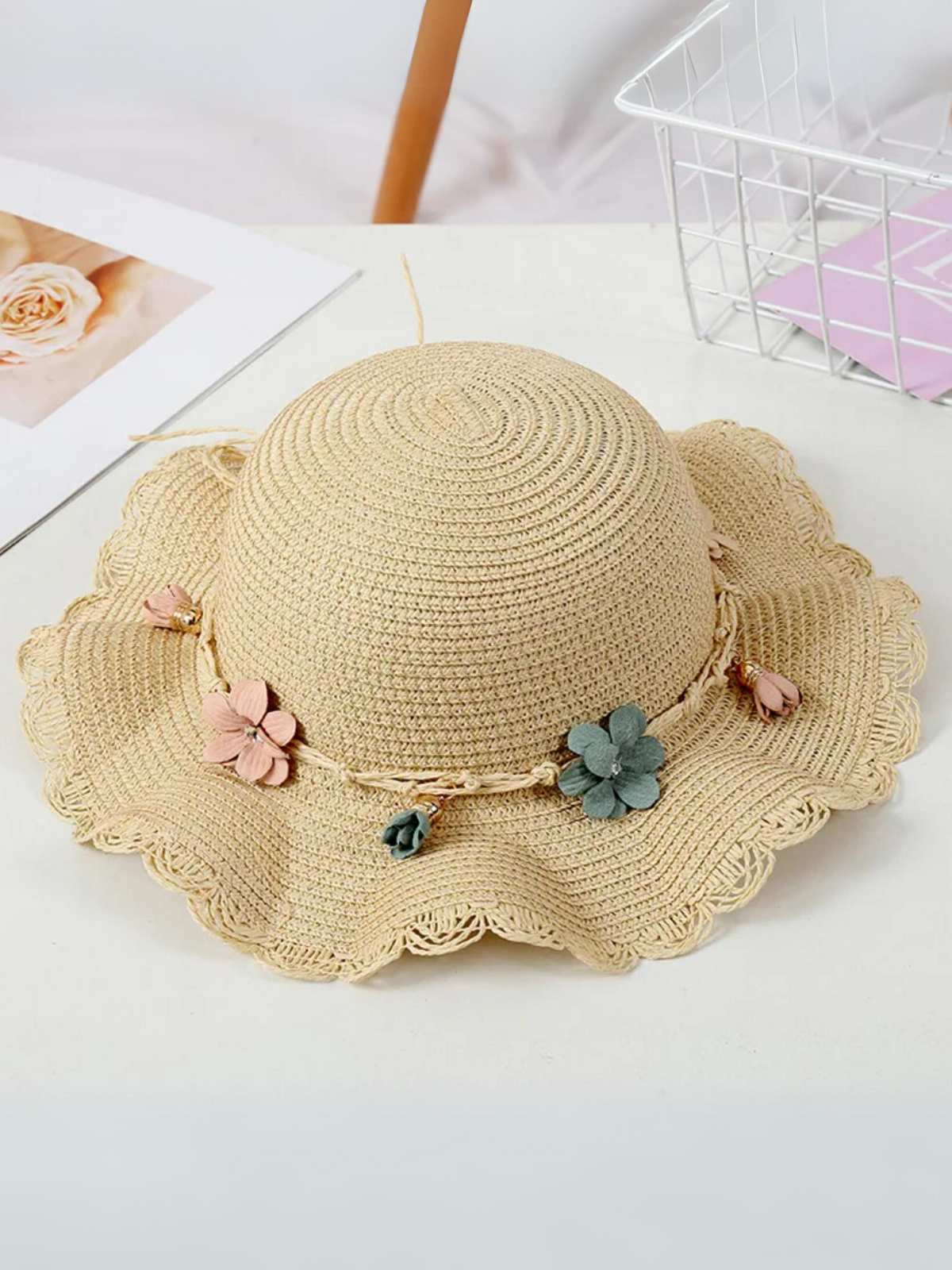 Mia Belle Girls Floral Straw Hat | Girls Accessories