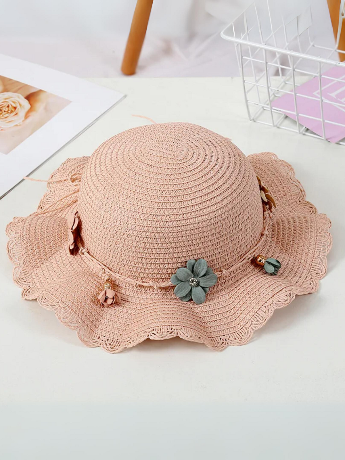 Mia Belle Girls Floral Straw Hat | Girls Accessories