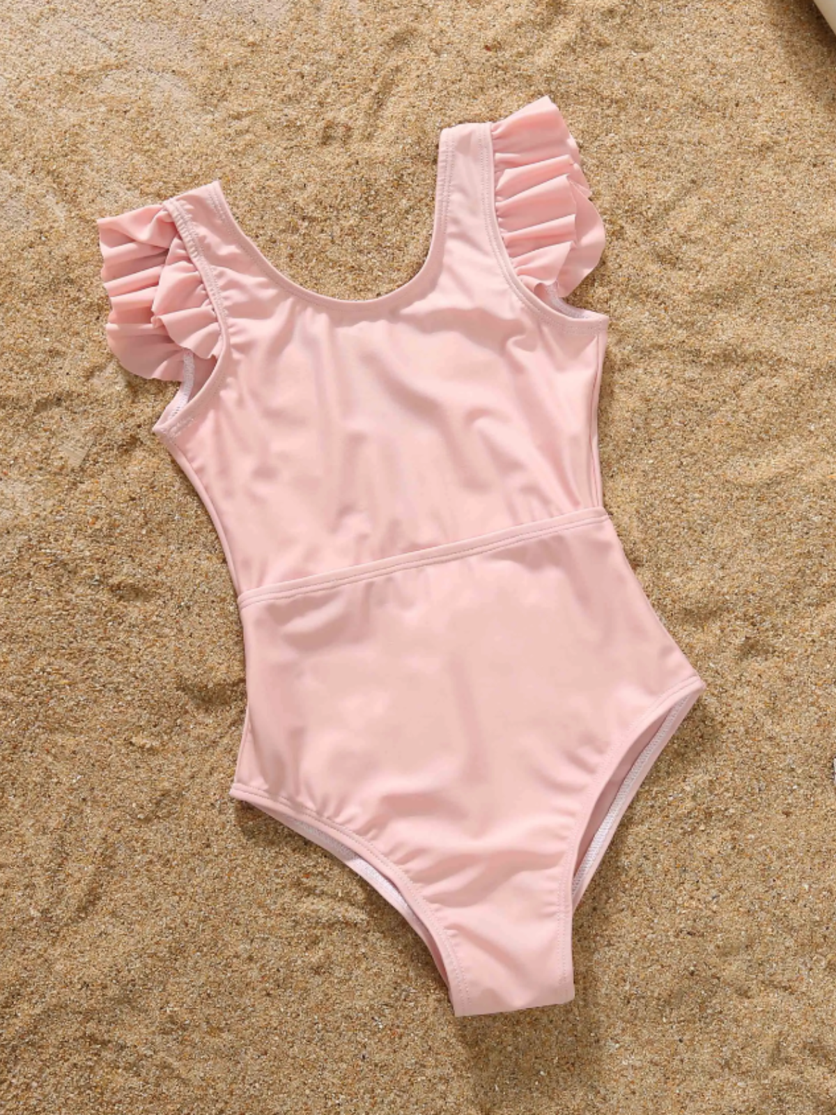 Mia Belle Girls Flutter Sleeve One-Piece Swimsuit | Mommy And Me