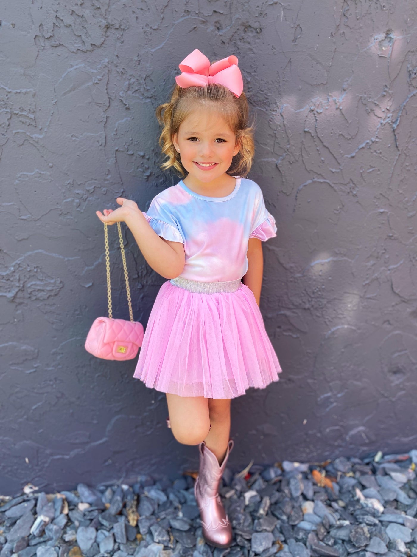 Girls Spring Outfits | Toddler Tie Dye Ruffle Top & Tutu Skirt Set