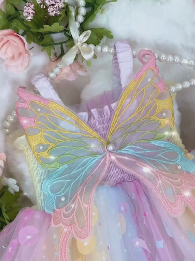 Queen Rainbow Butterfly Smocked Dress