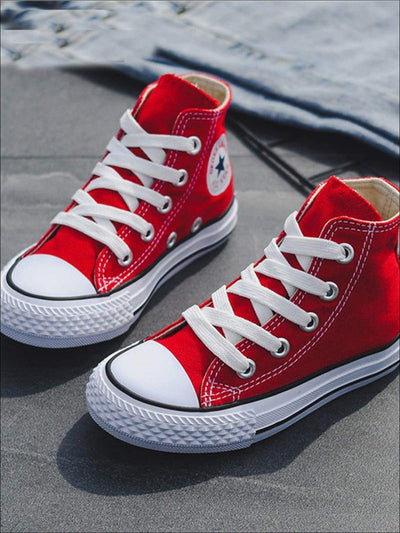 Back To School Shoes | Red High Top Canvas Sneakers | Mia Belle Girls