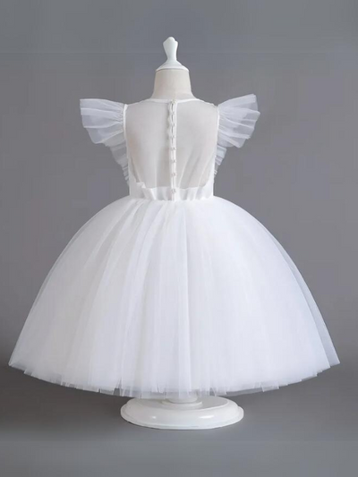 Mia Belle Girls Flutter Sleeve Tulle Dress | Girls Communion Dresses
