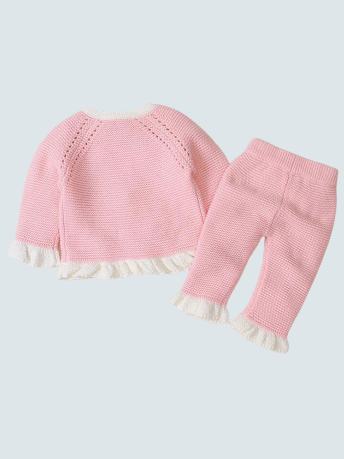 Baby "You're the Knit Girl" Ruffle Long Sleeve Sweater and Pants Set Pink