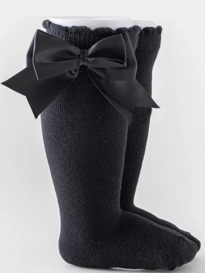 Mia Belle Girls Silky Bow Knee-High Socks | Girls Accessories