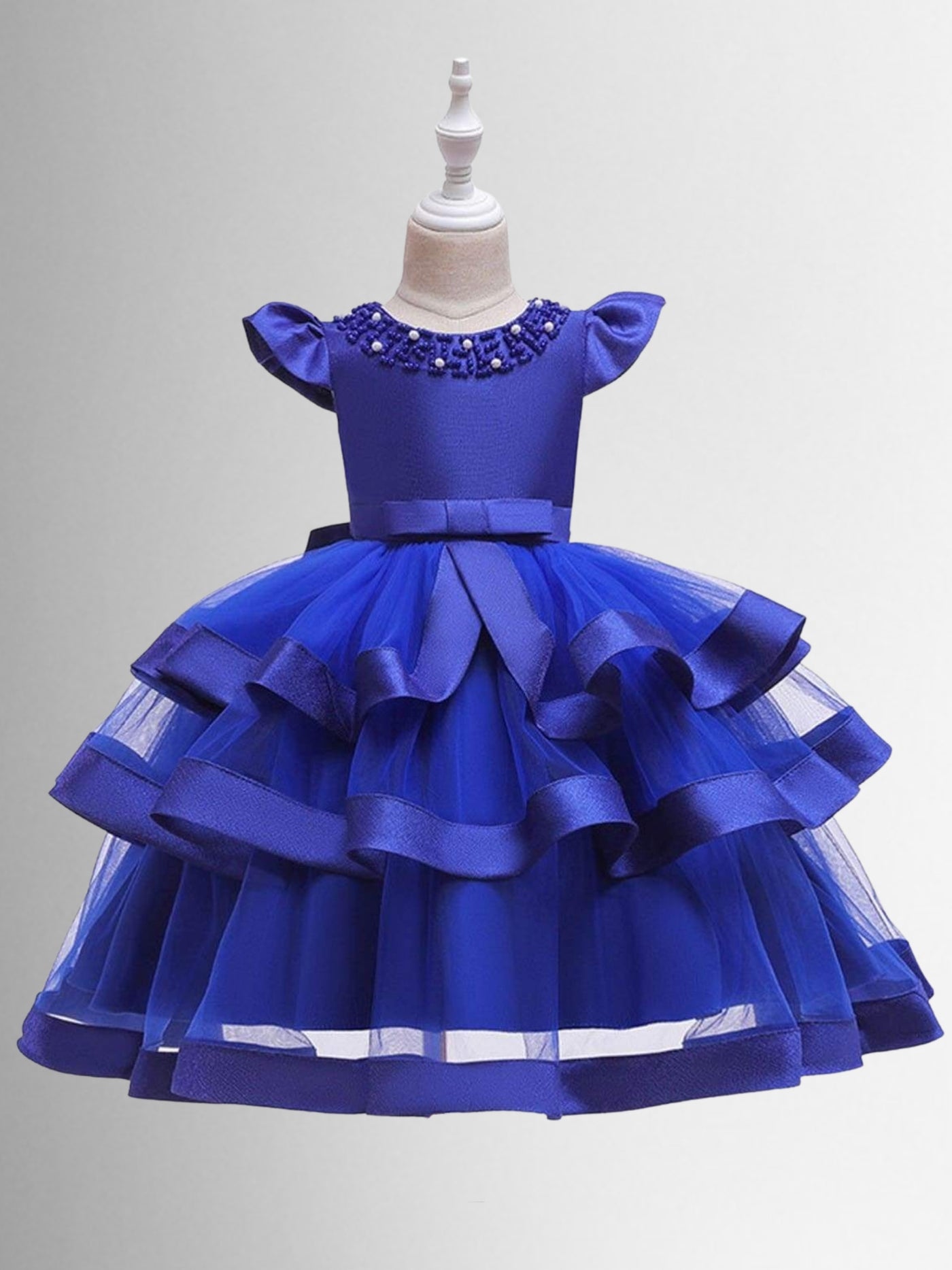 Little Girls Formal Dresses | Bead Embellished Tiered Tulle Dress 