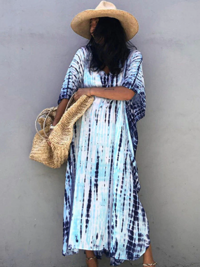 Women's Reptile Print Oversized Maxi Cover Up - Blue - Women's Cover Up