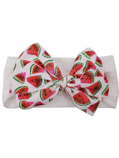 Baby Bow Headband white with watermelon