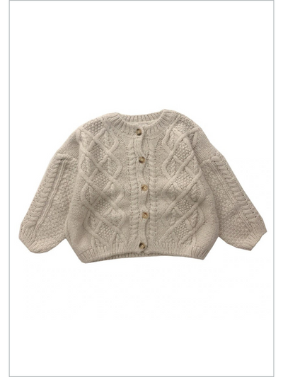 Mia Belle Girls Cable Knit Cardigan | Girls Cozy Fall