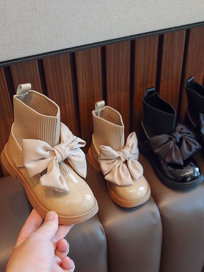 Shoes By Liv & Mia | Girls Satin Bow Sock Loafers | Boutique Shoes 