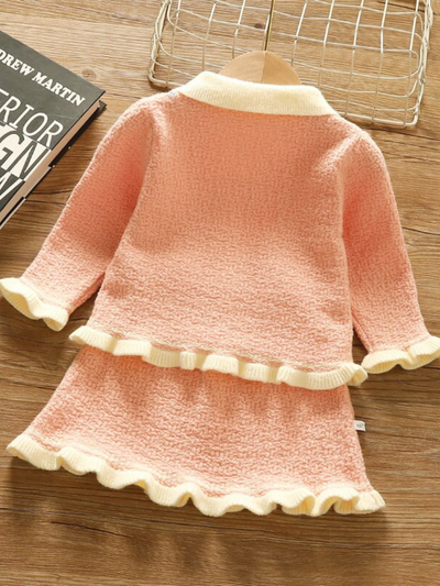 Mia Belle Girls Fall Pink Knit Sweater & Skirt Set | Toddler Outfits