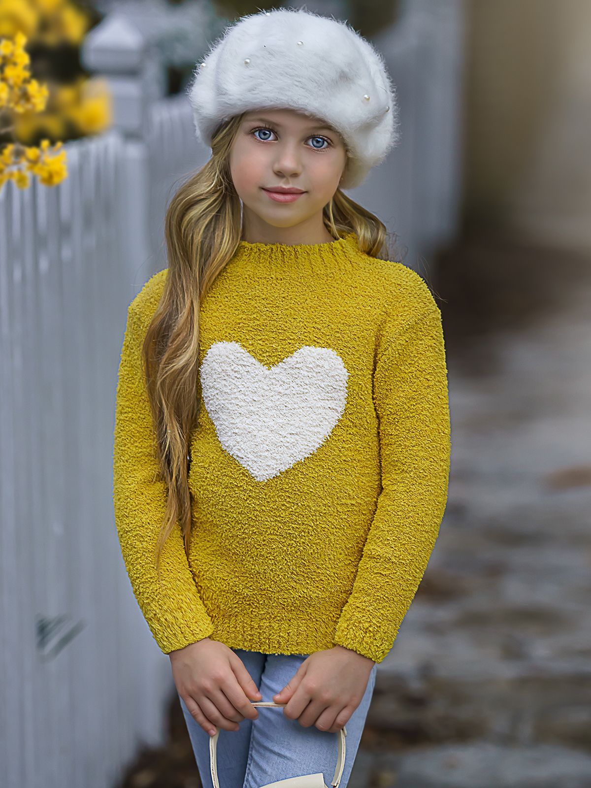 Keep Her Heart Close Yellow Fuzzy Sweater