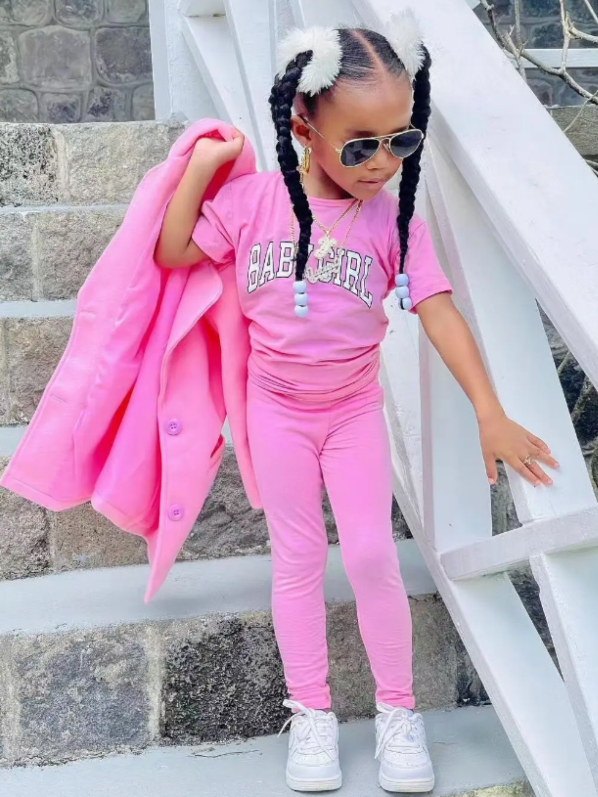 Mia Belle Girls Pink Top, Legging, Coat Set | Cute Winter Outfits