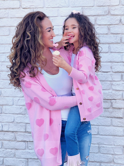 Mommy And Me You Make My Heart Fuzzy Cardigan