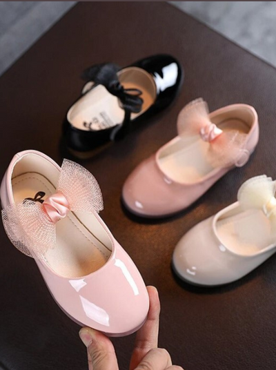 Shoes By Liv & Mia | Little Girls Cute Patent Tulle Bow FlatsProper Patent Tulle Bow Flats by Liv and Mia