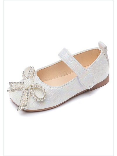  Mia Belle Girls Pearl Bow Mary Jane Shoes | Shoes By Liv & Mia